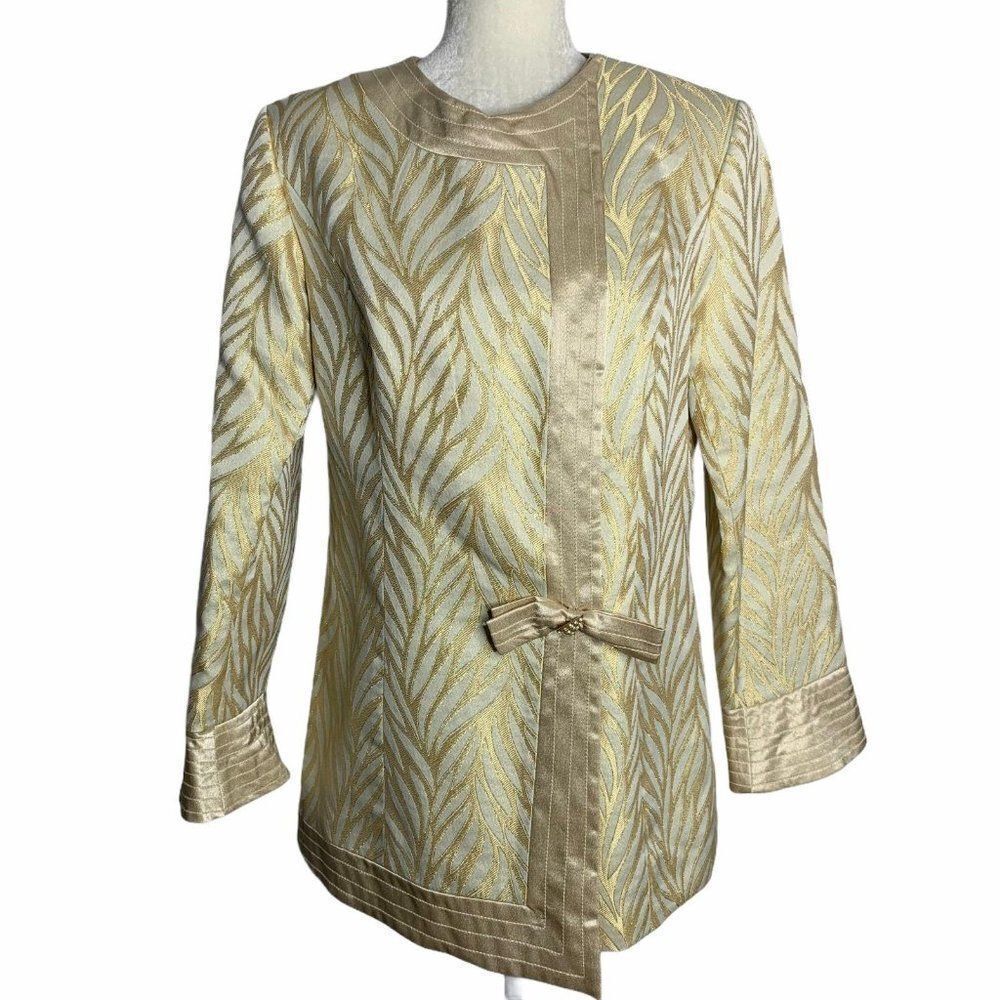 Terramina Asymmetrical Blazer Jacket Gold Metallic